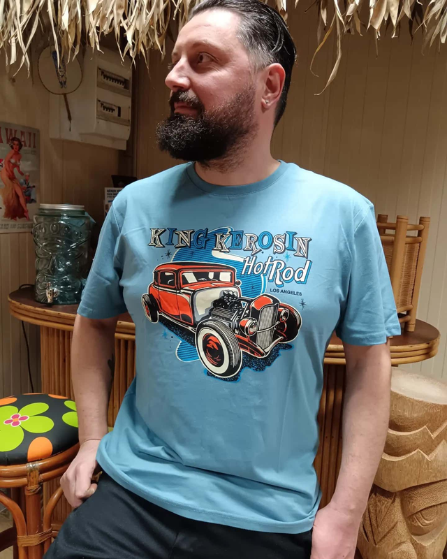 T-shirt bleu clair "Hot Rod"