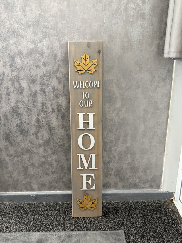 Welcome to our home, handmade wooden sign 