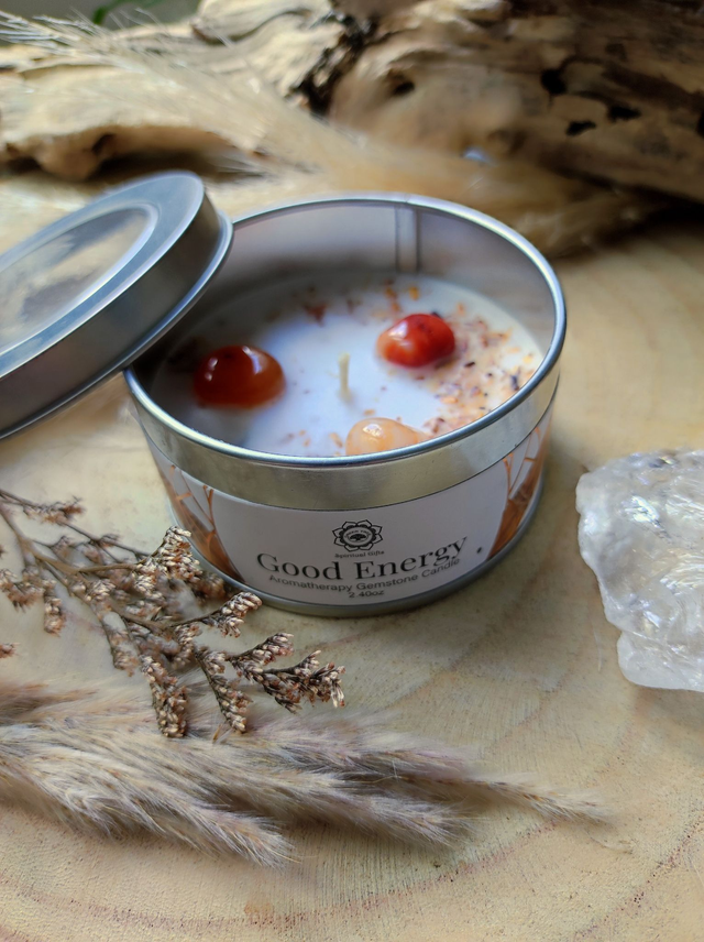 Bougie "Énergie Positive" Cornaline et Palo Santo