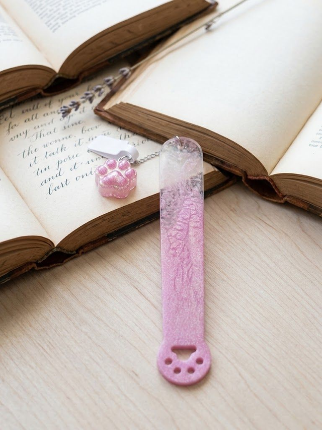 Marque page rose Pattes de chat 