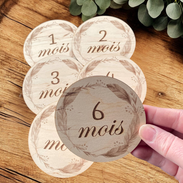Cartes étapes bébé bois - Cadeau de naissance style boho