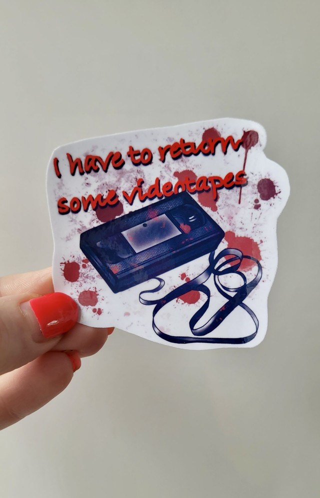 American Psycho Sticker – “I Have to Return Some Videotapes” – Glossy 