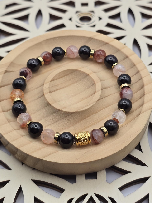 Bracelet Grenat et Quartz Hématoïde 0,8 cm 