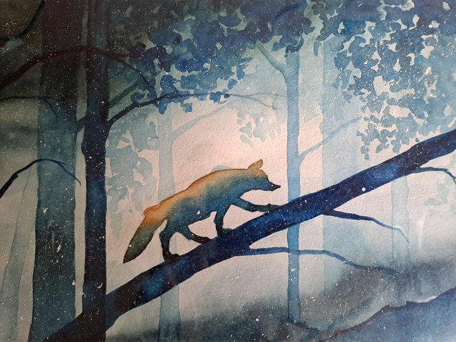 L'ombre du renard Affiche A4 papier d'art 