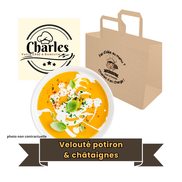 Velouté de potiron & châtaignes – Plat pour 1 personne.