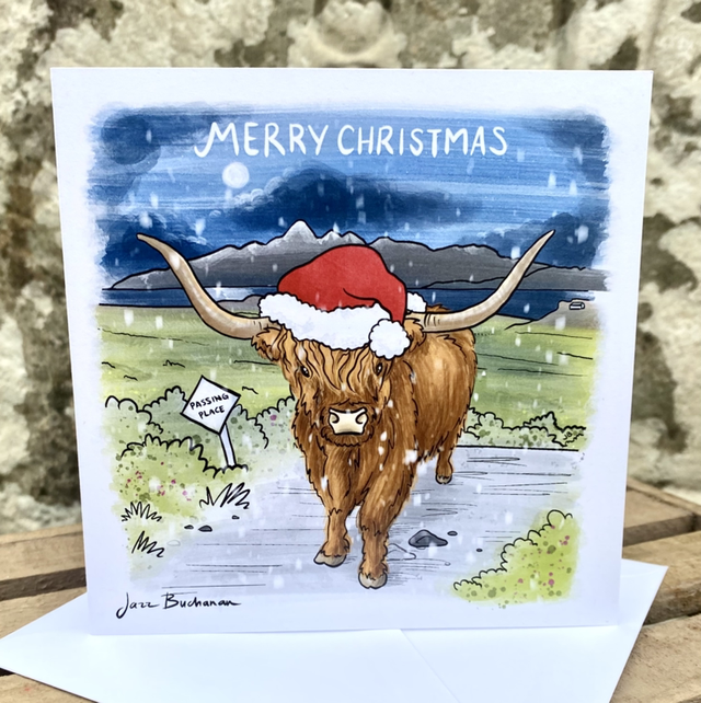 Highland Cow Christmas card - Merry Christmas