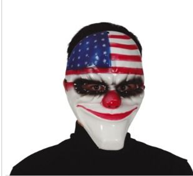 HALLOWEEN , MASCHERA PAGLIACCIO AMERICA IN PVC