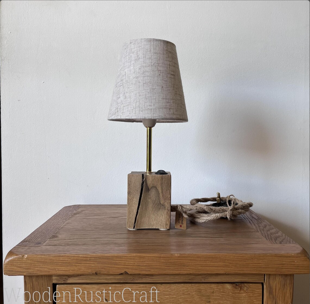 Spalted Turkish Oak Table Lamp with Linen Shade