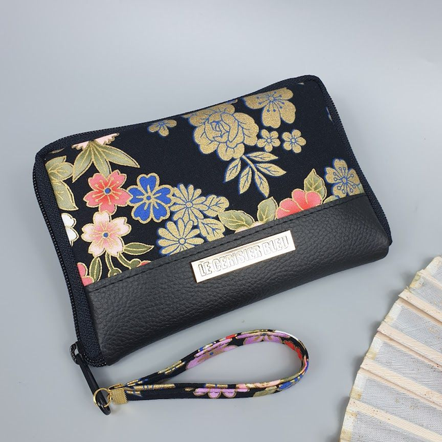 Portefeuille court zippé &quot;Kanako&quot; rouge &amp; simili cuir