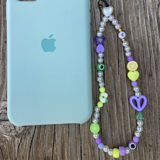 Grigri de téléphone Nacré vert &amp; mauve - Taille S