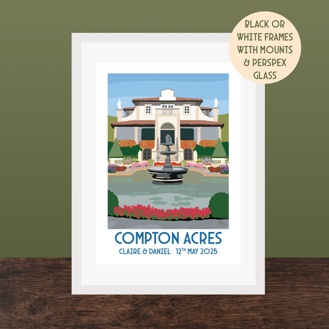 Compton Acres, Personalised Wedding Venue Print