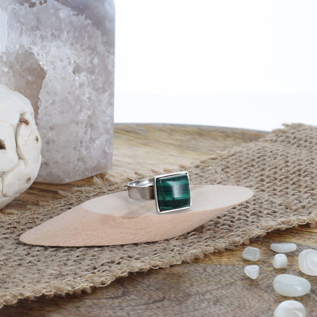 Bague Malachite ajustable 
