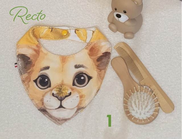 Bavoir bandana double face lionceau aquarelle 