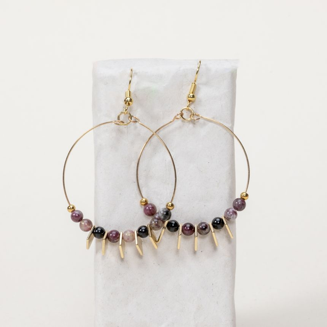 Boucles d'oreilles Sophia - Tourmaline Fleur de prunier