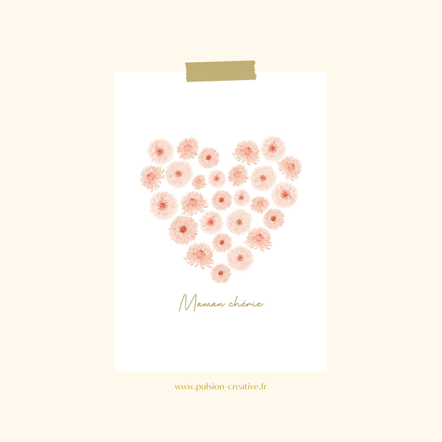 Carte postale aquarelle - Maman chérie