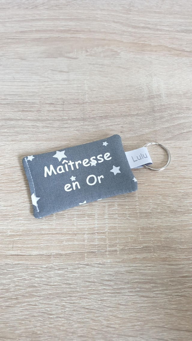 Porte clés Maîtresse en Or (étoiles anthracite)