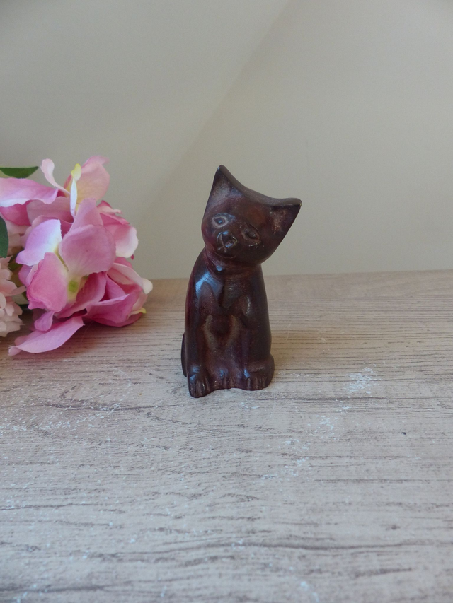 Figurine Chat assis en Fonte, Chat miniature en Métal, Chat de collection Décoration Cadeau Amoureux des Chats