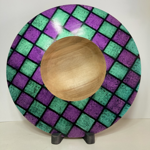 Hand painted iridescent platter 