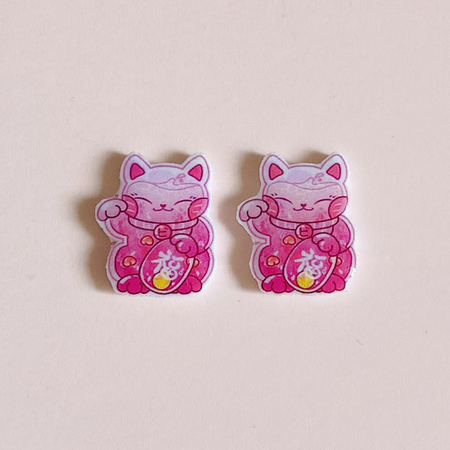 Boucles d’oreilles Maneki Neko Rose