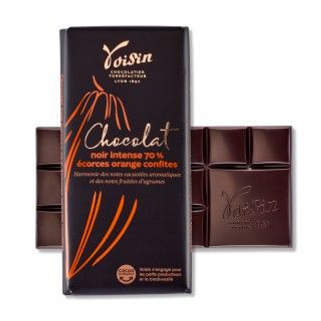 Tablette Chocolat noir Ecorces d'oranges confites