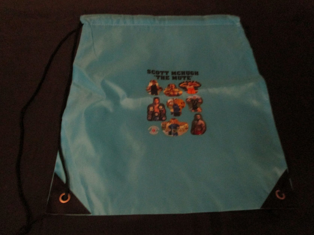 Scott McHugh Champion Bare Knuckle Boxer Black Logo Logo With Eight Photographs On BLUE Drawstring Bag
