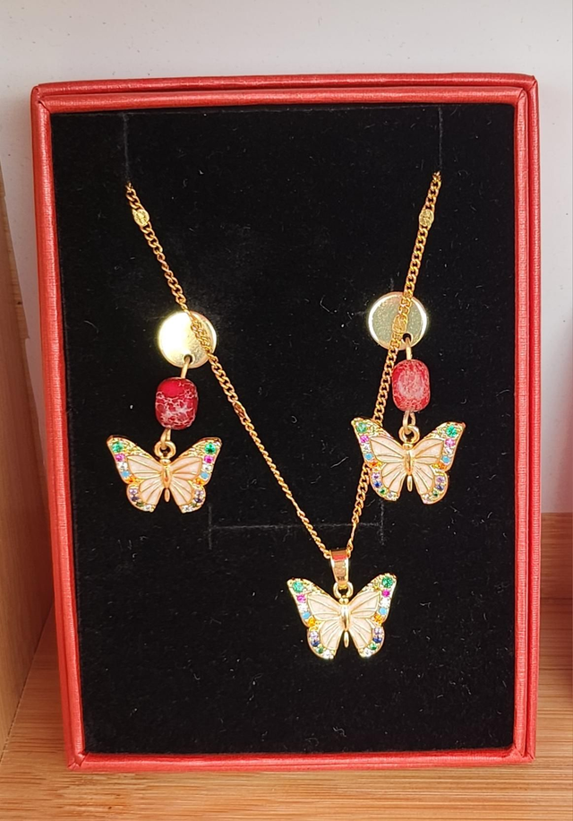 Parure papillons rouge 