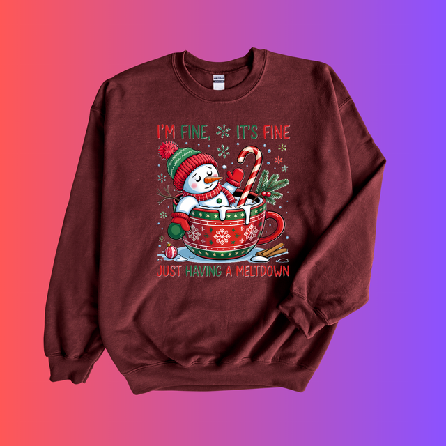 "I'm Fine, It's Fine – Meltdown Christmas Jumper"