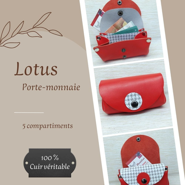LOTUS Porte monnaie et Carte - Rouge