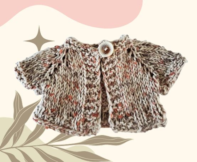 Gardigan en laine chinée pour poupée paola Reina ou litle darling