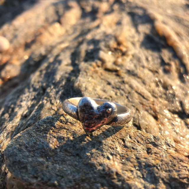 Bague Cœur en Argent Brut et Or 18 Carats