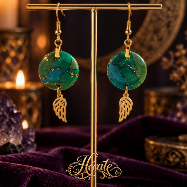 Boucles d'oreilles Ailes d'Emeraude