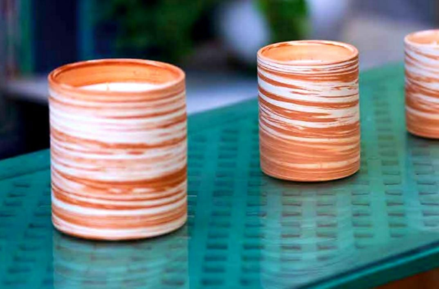 Bougie Sahara en terre cuite  parfum figue/menthe