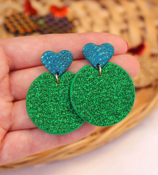 Kira • vert pailleté, bleu métallisé