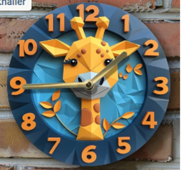 wandklokVintage metalen klok Giraffe (20cm diameter) Nieuw.