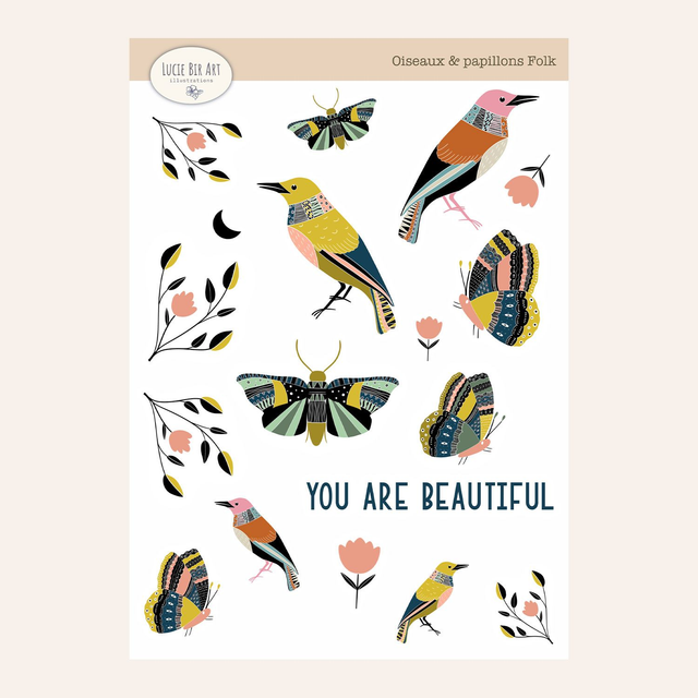 18 Stickers assortis folk en vinyle + 2 offerts