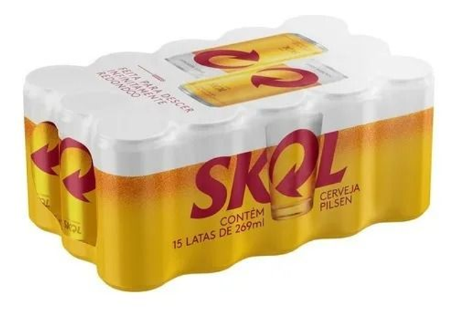 Cerveja Skol Pilsenloira lata 269ml 15 un