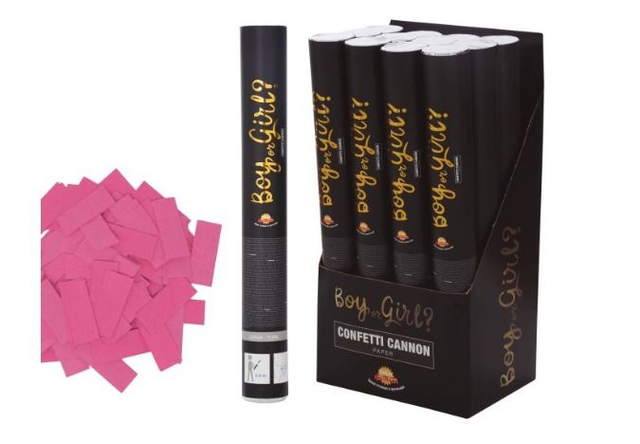 party, Cannone coriandoli it's a boy or a girl, 40 cm ROSA 