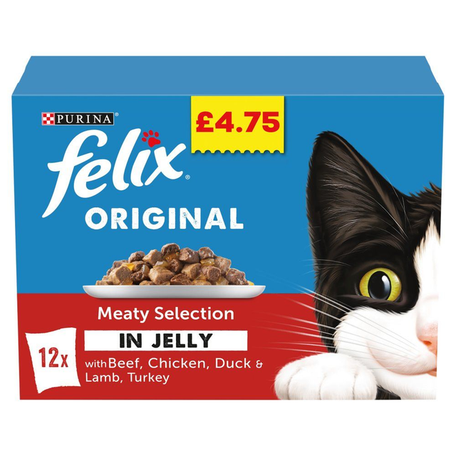 Purina Felix Original Meaty Selection Beef, Chicken, Duck with Lamb, &amp; Turkey 12 X 100g