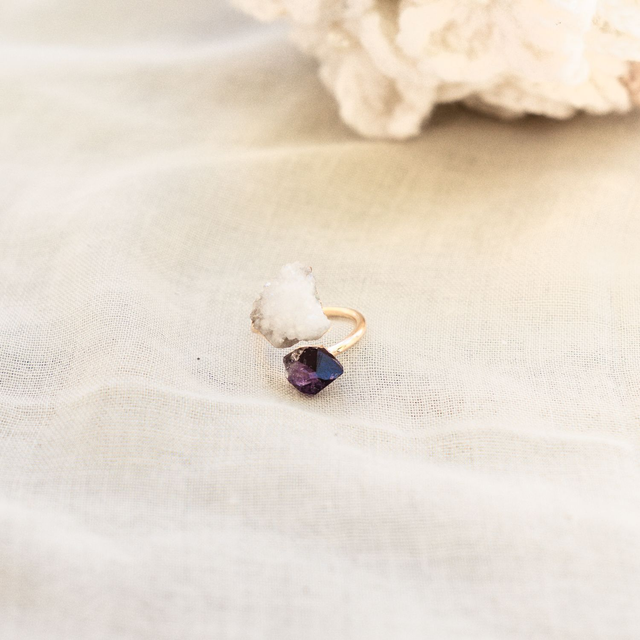 Hegyikristály ¤ ametiszt gyűrű 