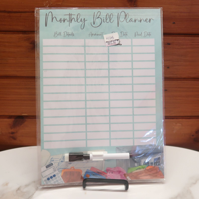 A4 Monthly Bills Planner