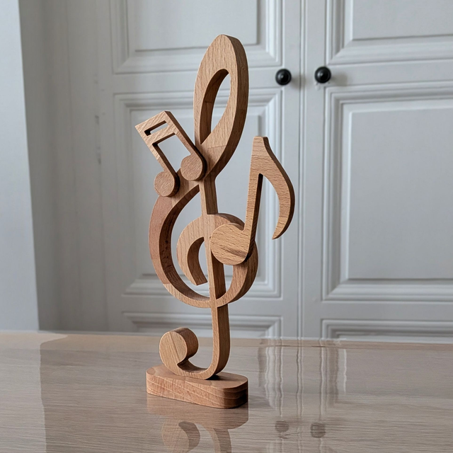 Clef de sol et notes en hêtre