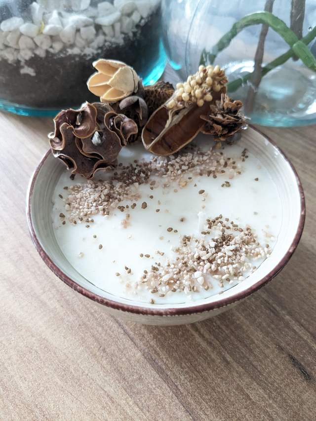 Bougie céramique et fleurs séchées taille M 