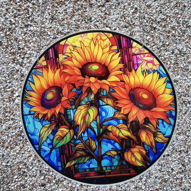 Sunflowers in pot window wall door decor 