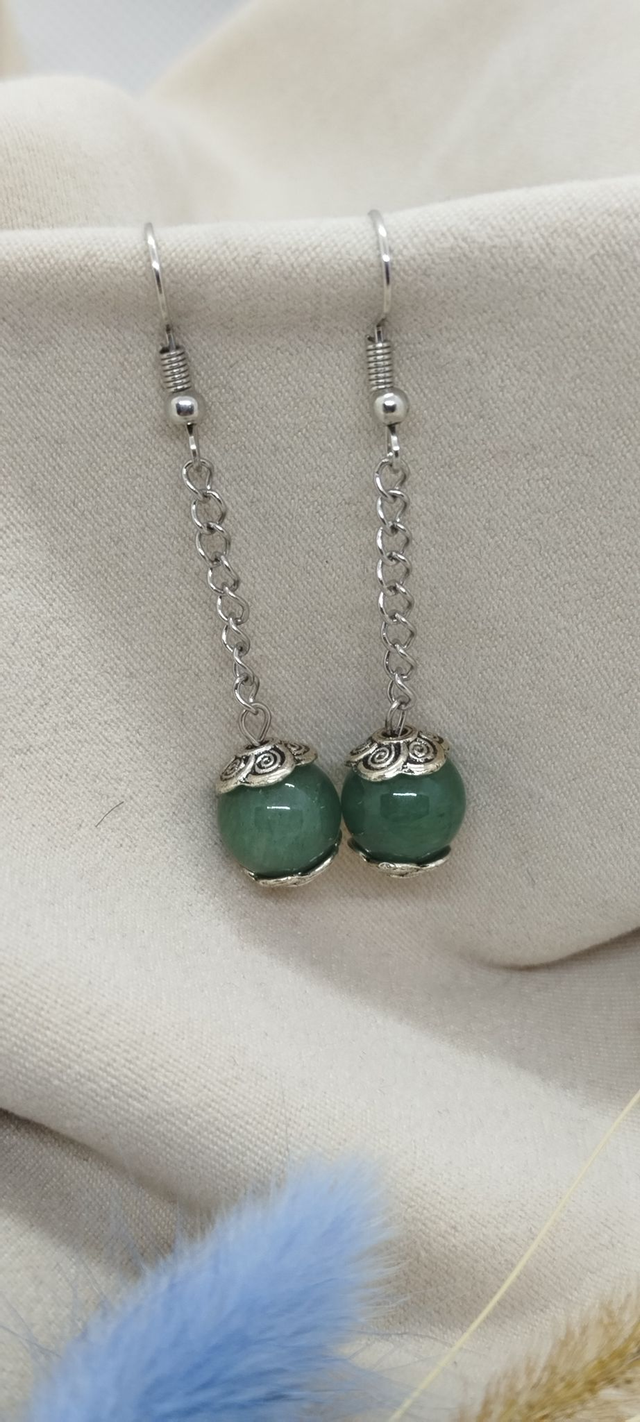 Boucles d'oreilles en pierres naturelles (aventurine verte)