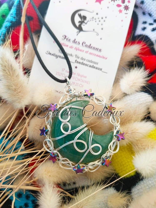 Pendentif "Nuit Étoilée" Aventurine Verte 