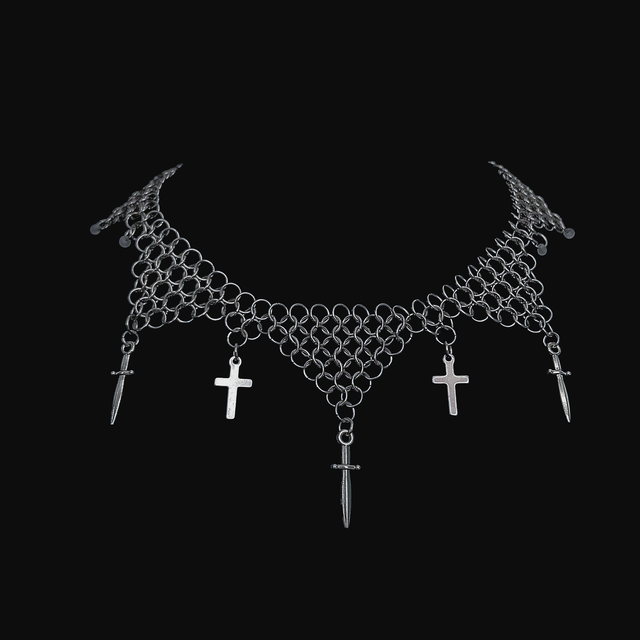 Choker European Chainmail 4 in 1 z zawieszkami