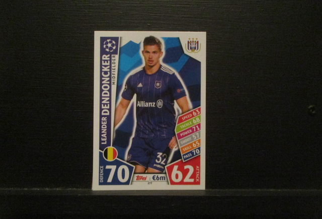 Leander Dendoncker - UEFA Champions League Match Attax 2017/18 Original Trading Card #277