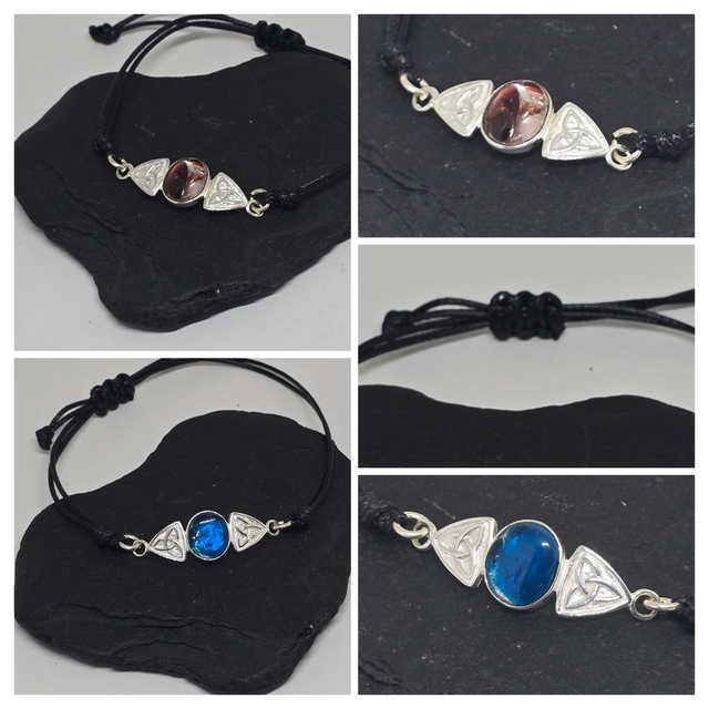 ✨New✨ Sterling Silver & Seaglass Cord Bracelet with Celtic Design