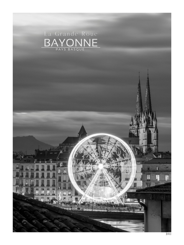 Affiche Bayonne 30x40 – La Grande Roue | Poster Photo Pays Basque NB
