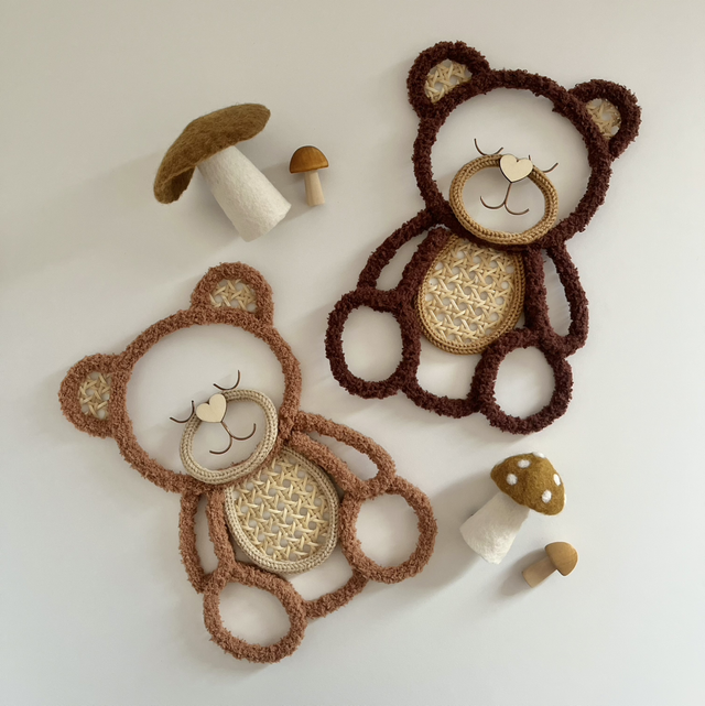 Décoration murale « thème forêt » oursons en tricotin à personnaliser